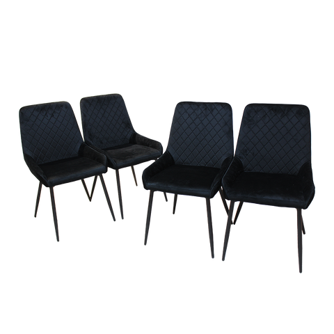 Dining Chairs x 8 Padded Seat Soft Velvet-1950769994770026504