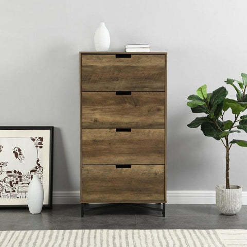 Austin Chest 4 drawers woodgrain and black