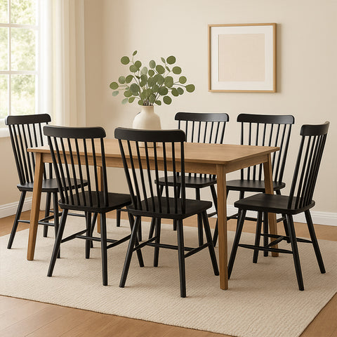 Levede 6x Dining Chairs Kitchen Winsor Black-1966287359809032199