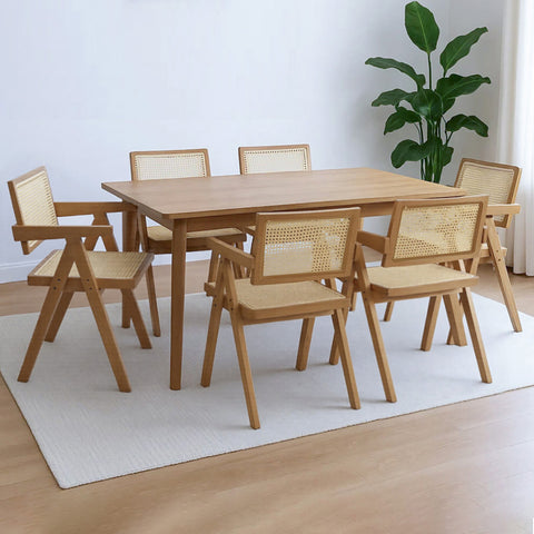 Levede 6x Dining Chair Solid Wood Rattan-1966287371024601095