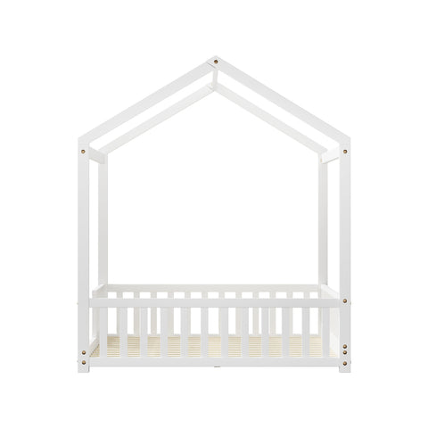Kids Wooden Bed Frame House Beds Platform Double White Timber Pine
