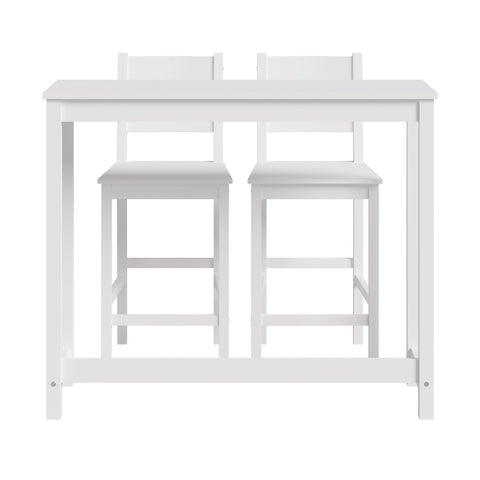 3PCS Bar Table Set Cafe Tables and 2 Stools White