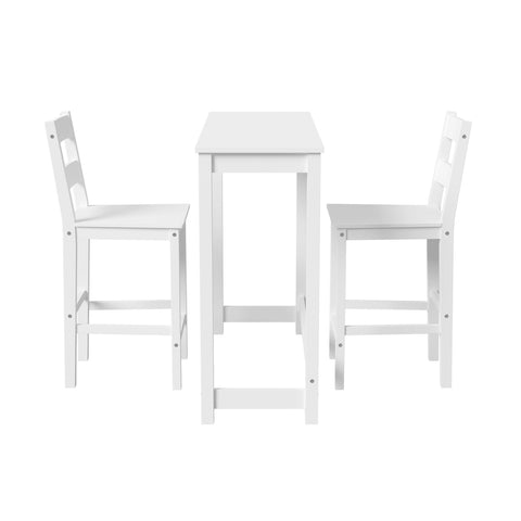 3PCS Bar Table Set Cafe Tables and 2 Stools White