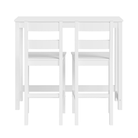 3PCS Bar Table Set Cafe Tables and 2 Stools White
