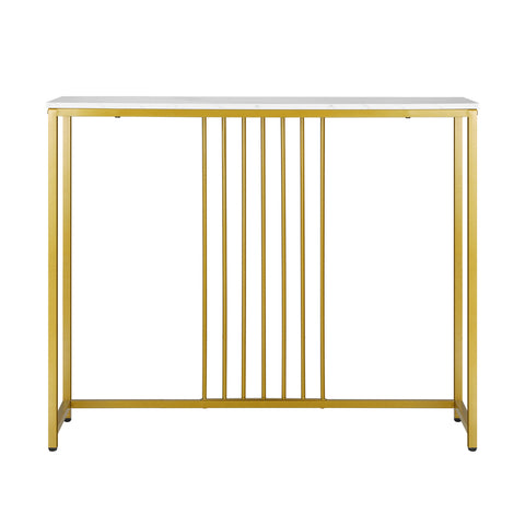 Console Table Marble-like Tabletop Steel Frame