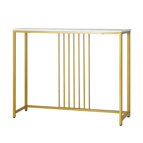 Console Table Marble-like Tabletop Steel Frame