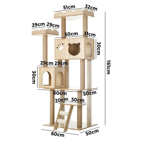 Alopet Cat Tree Tower Scratching Post Wood Condo 161cm