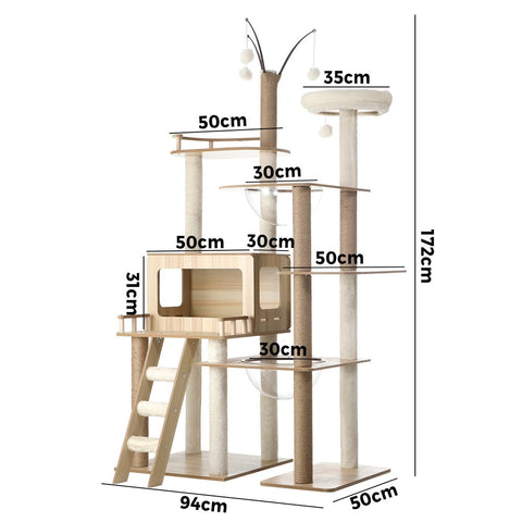 Alopet Large Cat Tree Wood Scratcher Condo House Bed 172cm