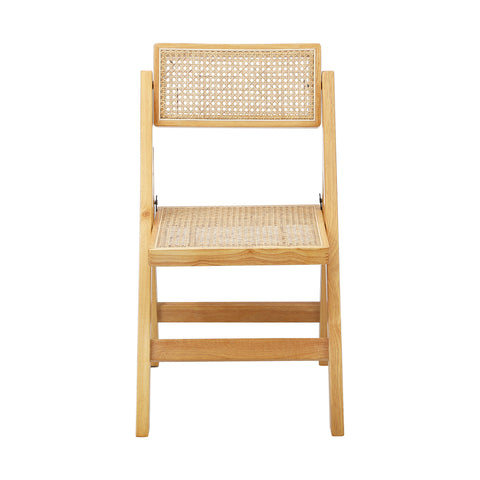 6x Dining Chairs Folding Rattan Chair Wooden