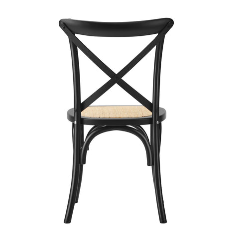 Set of 2 Dining Chair with Crossback Timber Black