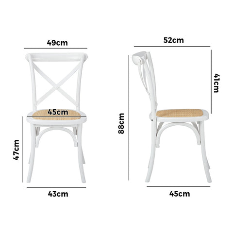 4PCS Crossback Dining Chair Ratan Seat White