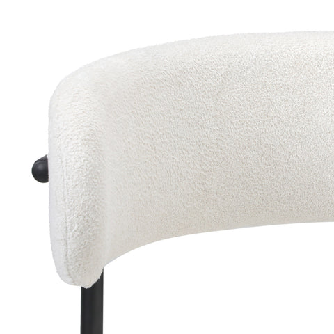 4x Dining Chair Round Boucle Backrest White