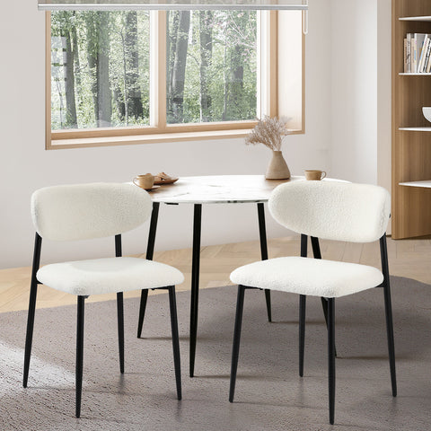 2x Dining Chairs Boucle Black and White