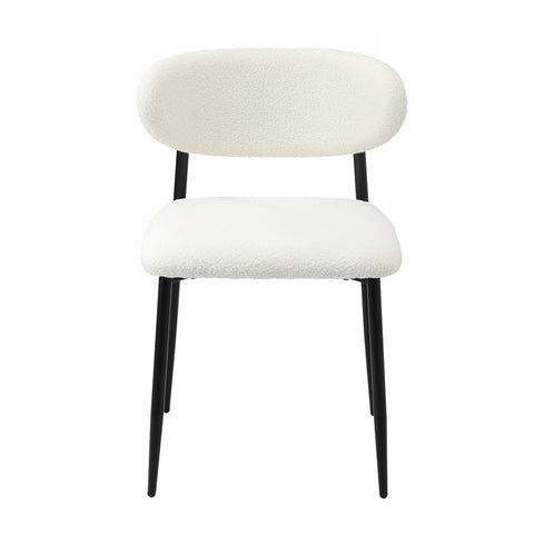 2x Dining Chairs Boucle Black and White