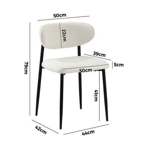 2x Dining Chairs Boucle Black and White