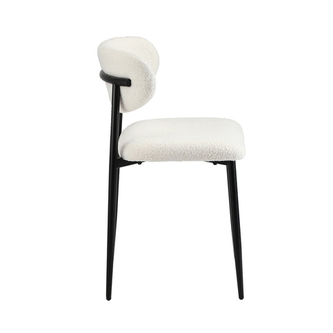 2x Dining Chairs Boucle Black and White