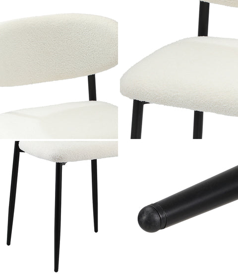2x Dining Chairs Boucle Black and White