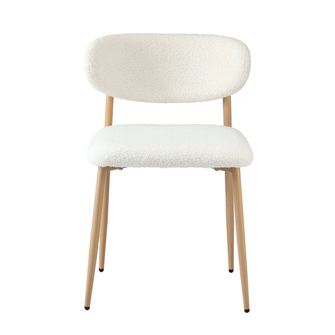 4x Dining Chairs Boucle Fabric Wood&White