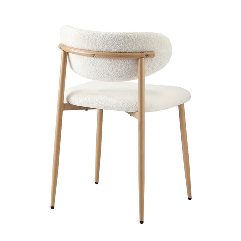 4x Dining Chairs Boucle Fabric Wood&White