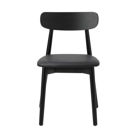 2x Dining Chairs PU Leather Solid Wood Cafe Lounge Black