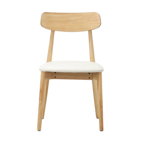 4x Dining Chairs PU Leather Solid Wood Beige