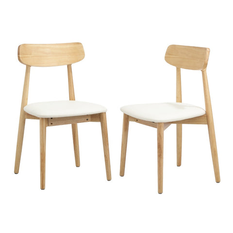 4x Dining Chairs PU Leather Solid Wood Beige