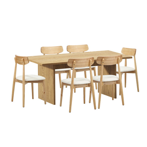 Wooden 6-Seater Dining Table and Chairs Set