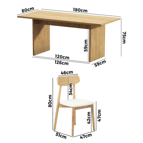 Wooden 6-Seater Dining Table and Chairs Set