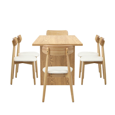 Wooden 6-Seater Dining Table and Chairs Set
