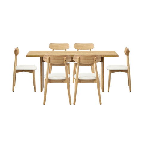 Wooden 6-Seater Dining Table and Chairs Set
