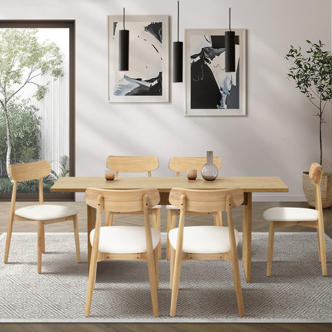 Wooden 6-Seater Dining Table and Chairs Set
