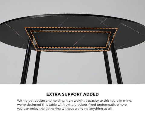 110cm Round Dining Table with 4PCS Dining Chairs Solid Wooden Black