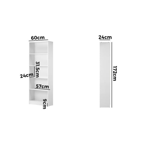 Bookshelf Display Shelf 5-Tier White