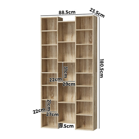 Bookshelf Display Shelf CD DVD Storage Media Rack Natural
