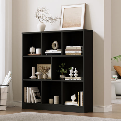 Bookshelf Display Shelves Unit Storage Organizer Black