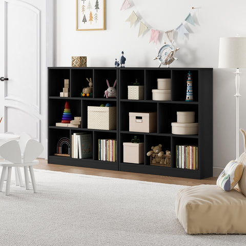 Bookshelf Display Shelves Unit Storage Organizer Black