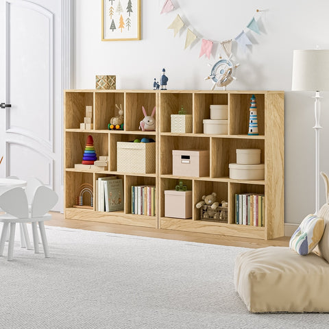 Bookshelf Display Shelves Unit Storage Organizer Natural