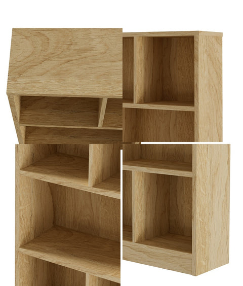 Bookshelf Display Shelves Unit Storage Organizer Natural