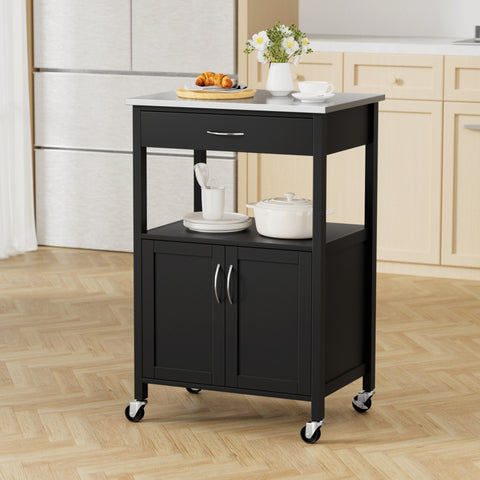 Kitchen Island Trolley Rolling Serving Cart Storage Drawer Cupboard 60cm