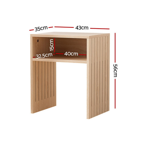 Side Table Storage Shelf Fluted Side Pine