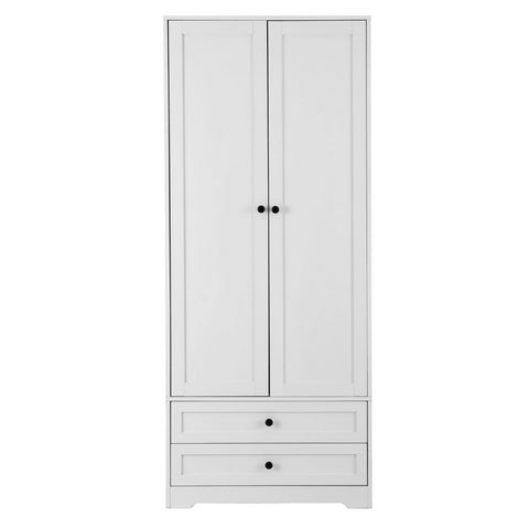 Wardrobe Clothes Closet Storage Organizer with 2 Doors White