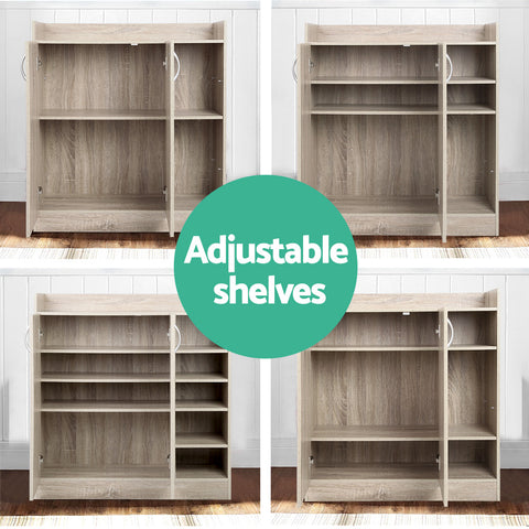 Shoe Rack Cabinet 21 Pairs Adjustable Shelves Pine Clair