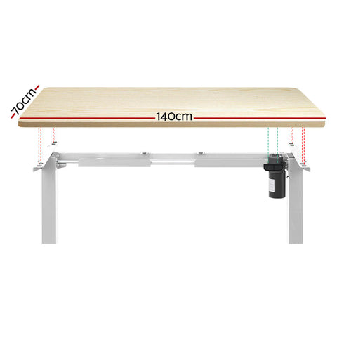 Standing Desk Motorised Sit Stand Desks White Oak 140CM