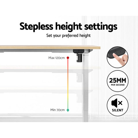 Standing Desk Motorised Sit Stand Desks White Oak 140CM