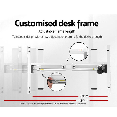 Standing Desk Motorised Sit Stand Desks White Oak 140CM