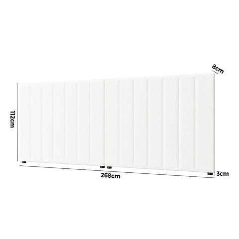 Bed Frame Headboard Double Queen King White Boucle