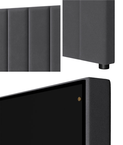 Bed Frame Headboard King Single Size Grey Velvet