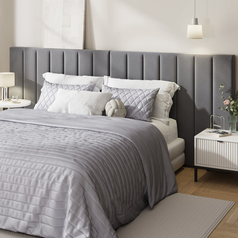 Bed Frame Headboard Double Queen King Size Grey Velvet