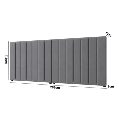 Bed Frame Headboard Double Queen King Size Grey Velvet