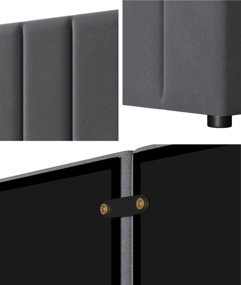 Bed Frame Headboard Double Queen King Size Grey Velvet